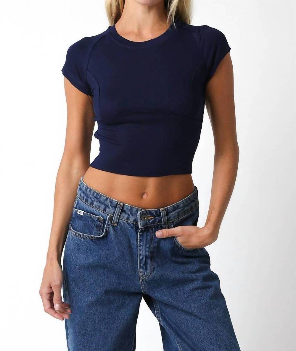 NEW OLIVACEOUS hallie crewneck top in midnight blue